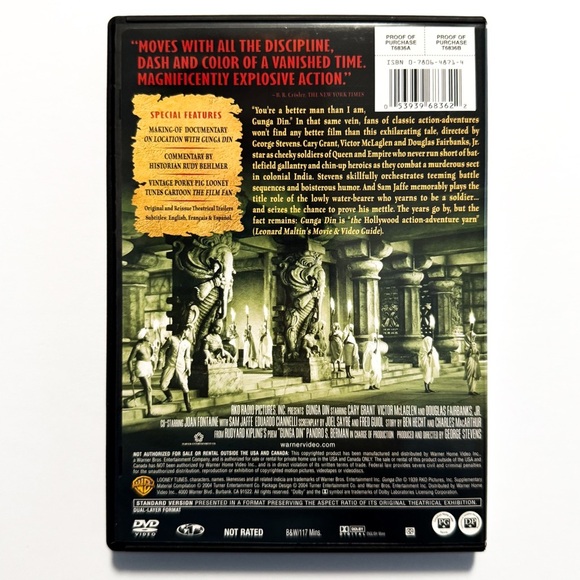 Gunga Din DVD – Cary Grant, Victor McLaglen, Douglas Fairbanks Jr - Classic - Picture 2 of 3